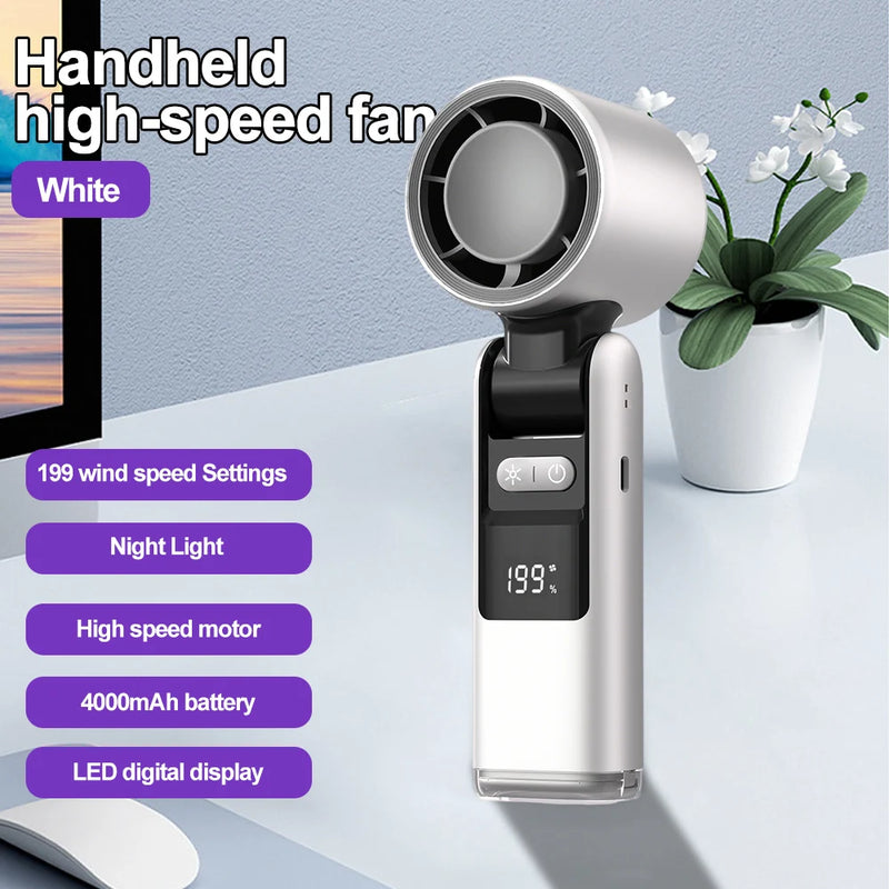 Mini-Kühlventilator FrostJet 199 | 199 Geschwindigkeiten | Eis-Kühlmodus | 4000mAh Akku | Tragbar & Wiederaufladbar