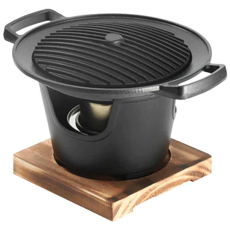 Hinoyaki Japanischer Mini-Grill mit Alkoholbrenner | Tragbarer Tischgrill ohne Rauch | Kompakt & beschichtungsfrei | Für Camping & Balkon