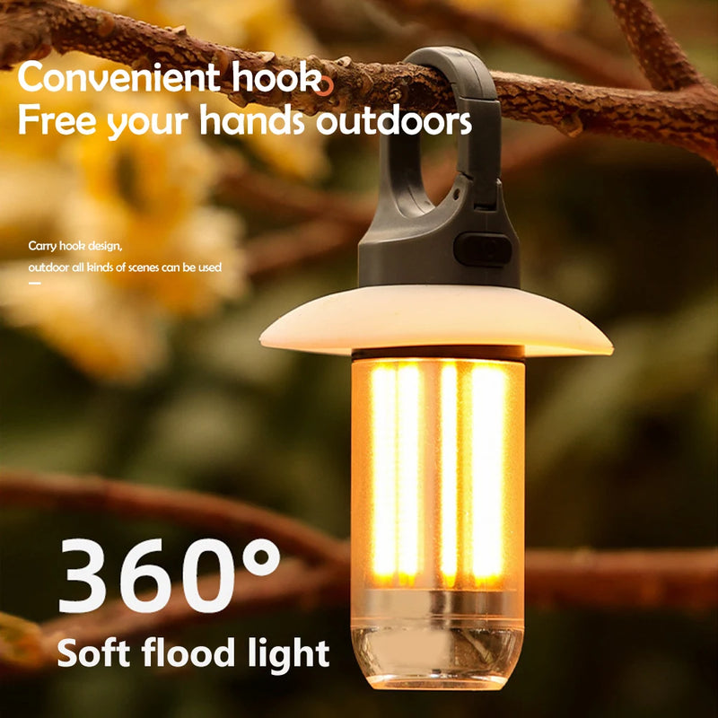 Lumovent Wiederaufladbare LED Campinglampe | 360° Beleuchtung & Powerbank | Dimmbare Lichtmodi | Mit Solar- & USB-Aufladung