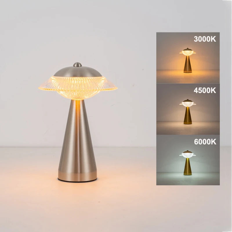 LED Tischlampe Aurelio | Touch-Steuerung & Stufenlos dimmbar | Wiederaufladbar | 3 Lichtfarben | Eisen & Acryl | 23 × 16 cm