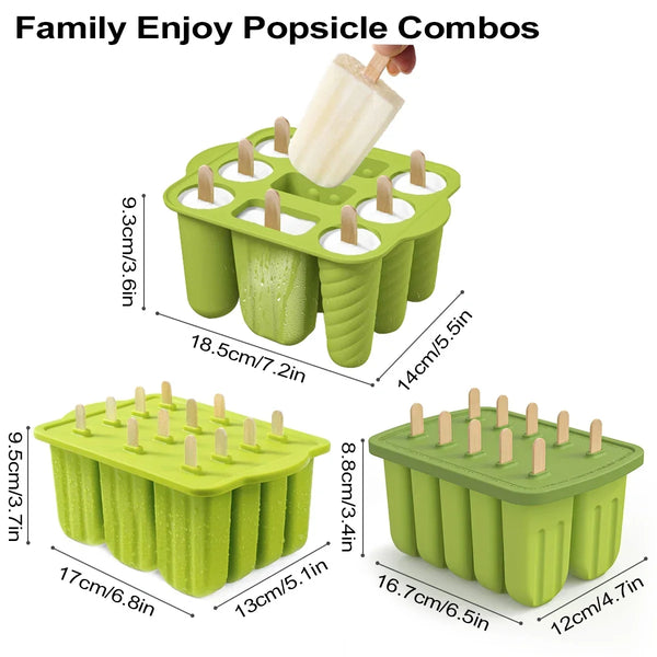 Frozzio DIYPop Eisformen-Set Silikon mit Holzstielen | BPA-frei & Wiederverwendbar | Für selbstgemachtes Eis im Sommer