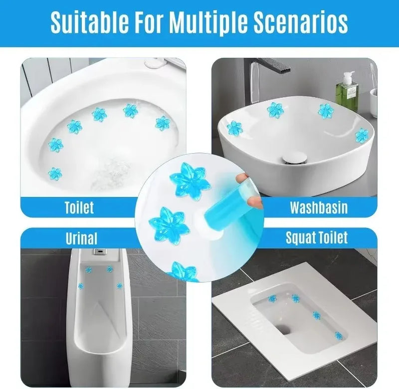 BloomFresh WC-Gelblumen | Duft-Gel für Toilette & Urinal | Reinigend, Antibakteriell & Dekorativ | 12 Blüten pro Stick