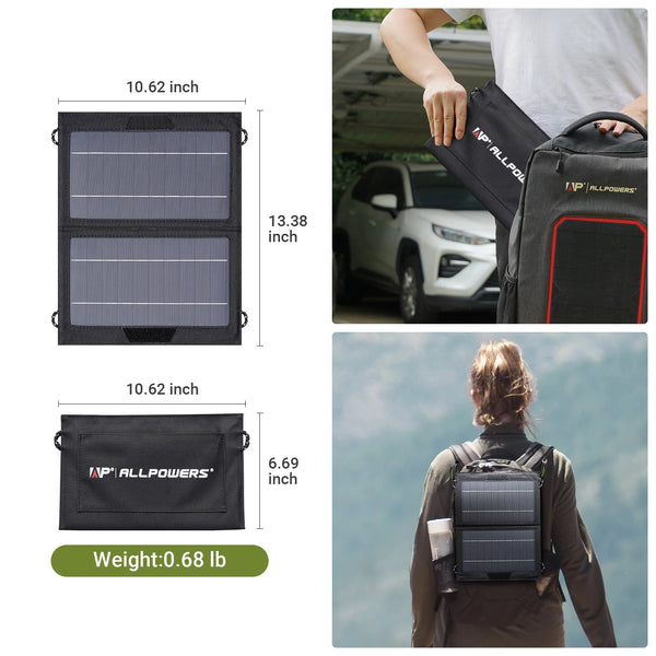 SunGo10 | Tragbares Solarladegerät 10W | Faltbares & Wasserdichtes Solarpanel | USB-Ausgang für Handy & Tablet | Camping & Outdoor