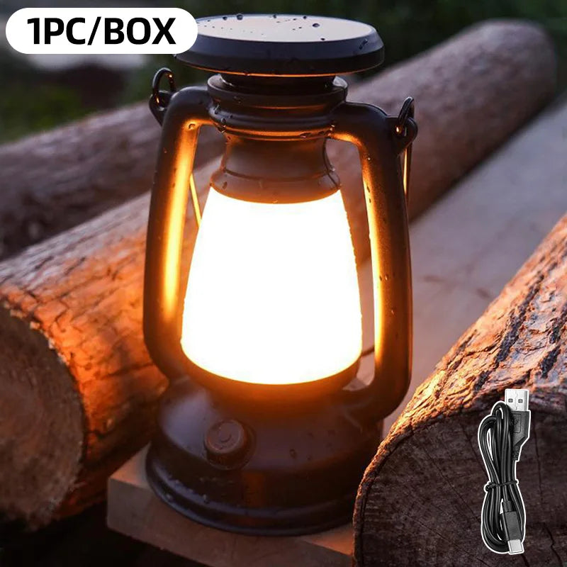 Nostalux Retro-Laterne | LED Tischlampe mit Fernbedienung | Aufladbar & Dekorativ | Für Zuhause, Camping & Bar