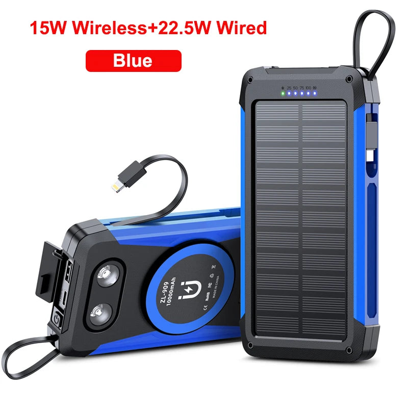 Voltaris MagCharge Solar Powerbank 10000mAh | Magnetisches Wireless Charging | 22,5W Schnellladefunktion | Mit Kabel & Taschenlampe | Für iPhone, Samsung & Co.