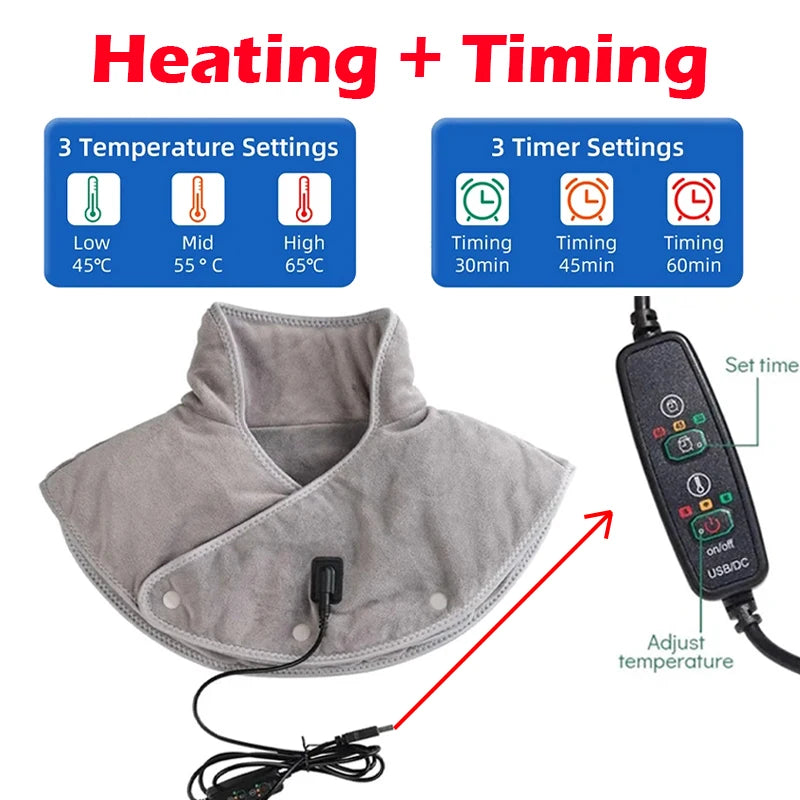 Wärme-Nacken- & Schultermassager ThermoLiva | USB-Heizkissen mit Vibration | 3 Temperaturstufen & Timer | Weicher Plüsch