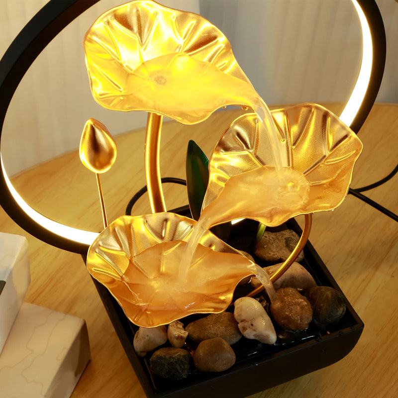 Tischbrunnen AquaSeren | USB-betrieben | LED-Licht & Natursteine | Zimmerbrunnen zur Entspannung