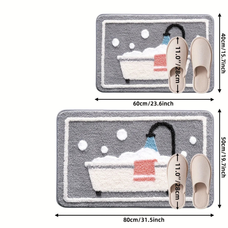 AquaLoom Badematte | Rutschfeste Strick-Badvorlage mit TPR-Rücken | Weich, Wasserabsorbierend & Waschmaschinenfest | Rechteckig – 2,5 cm Dick