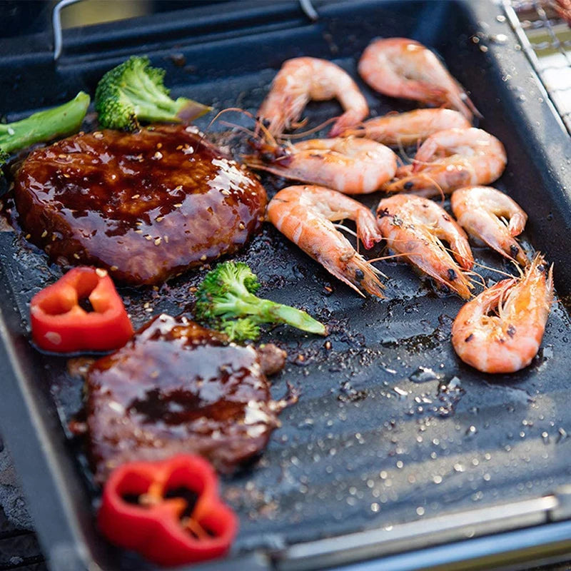 Feurossa Gusseiserne Grillplatte Wendeplatte | Für Gasgrill & Herd | 25 × 30 cm | Für Pizza, Fleisch, Gemüse & Fisch