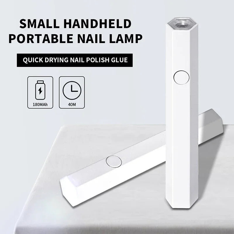 Nailuxe Tragbare LED UV Nagellampe | Schnelltrocknend & Wiederaufladbar | Mini Handgerät mit USB-Anschluss | Rosa / Weiß