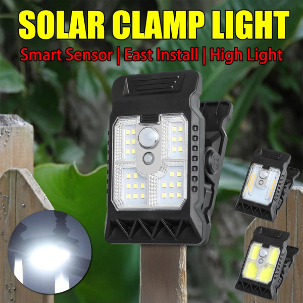 Solar Clip Lampe | Bewegungsmelder & 3 Lichtmodi | Warmweiß/Kaltweiß | IP65 Wasserdicht & USB-C