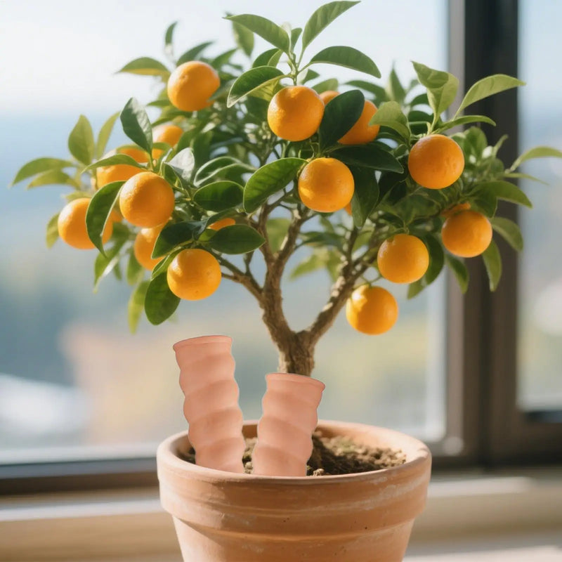 Bewässerungsspitzen "Terraplant" | Selbstbewässernd aus Ton | Automatische Pflanzenversorgung | 4er-Set | 5×16,2 cm