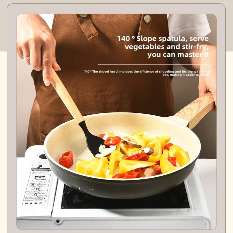 Culinora Silikon Küchenutensilien Set | Hitzebeständig bis 230 °C | 12-teilig mit Holzgriffen | Rührbesen, Pfannenwender, Zange & mehr