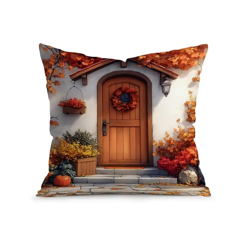 LaubTraum | Zierkissenbezug Retro-Herbst | Dekorativer Akzent fürs Sofa | Polyester 45×45 cm
