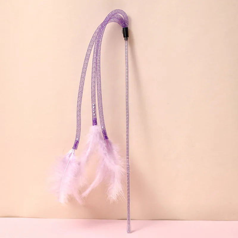 Katzenspielzeug Flaffino PlayStick | Interaktiver Federstab mit Glöckchen | Beißfest & spielanregend | 42 cm