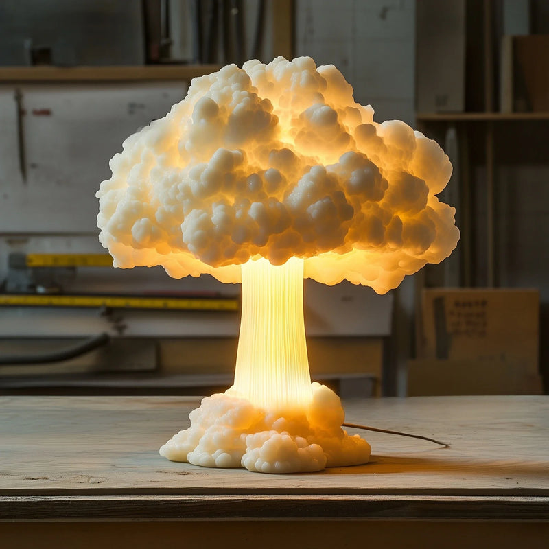 Tischlampe AtomicGlow | Atompilz-Design | Harz-Deko | USB-Anschluss | 3D Effekt