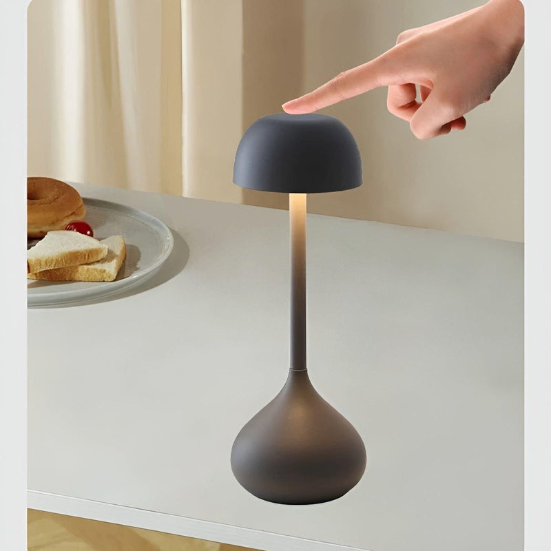 Velumia Kabellose LED Tischlampe Pilzform | Dimmbar & Wiederaufladbar | Touch-Funktion | Aluminium & Acryl | 11×30 cm