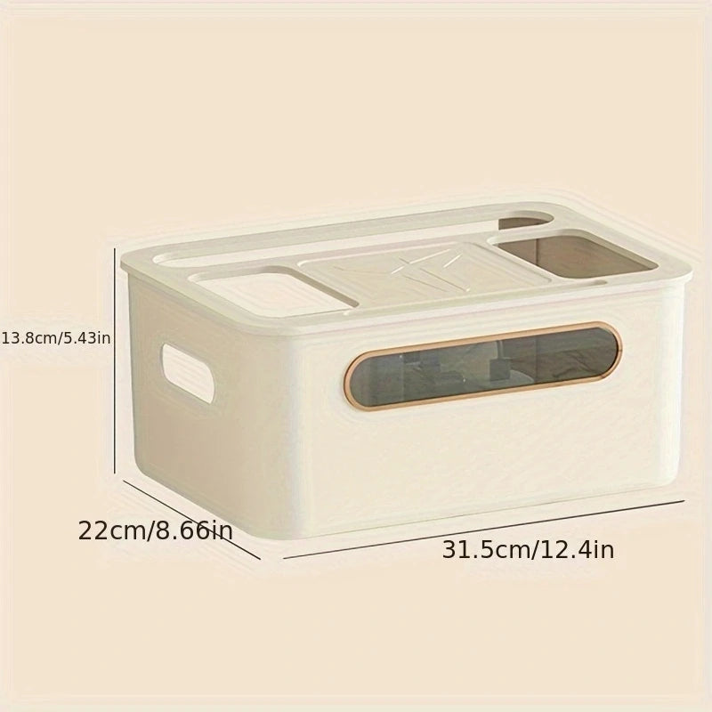 HideNet WLAN-Router Aufbewahrungsbox | Mit Kabelmanagement & Steckdosenfach | Transparent & abnehmbar | 1–4 Etagen wählbar