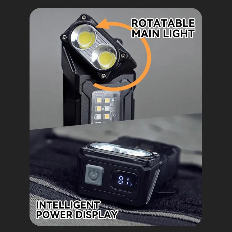 Luminoxar Taktische Mini-LED-Arbeitsleuchte | USB-C Wiederaufladbar | 7 Lichtmodi & Magnetfuß | 8,1 × 4,5 × 2,6 cm | IPX4 Wasserdicht