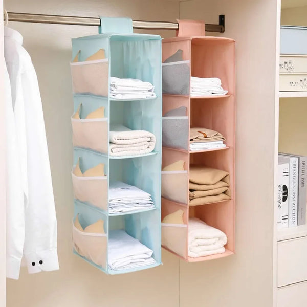 Hängender Wäsche-Organizer ClosyNest AirFold | Faltbare Aufbewahrungstasche für Unterwäsche, BHs & Socken | Mehrlagig & Waschbar
