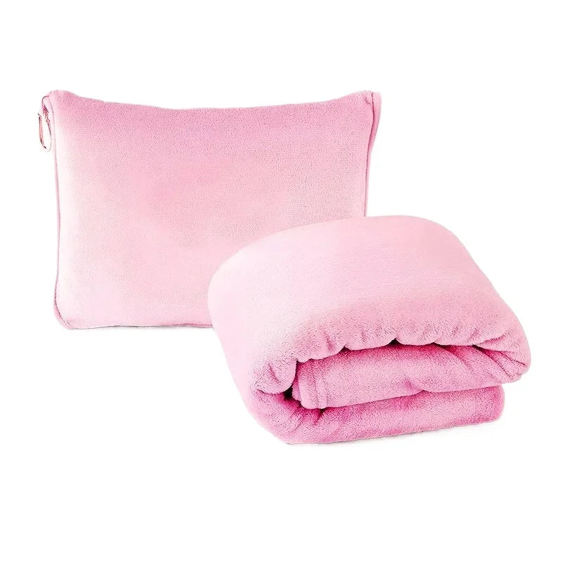 Reisedecke 2-in-1 | Flauschige Coral-Fleece-Decke & Kissen | Weich, Warm & Tragbar | Travella