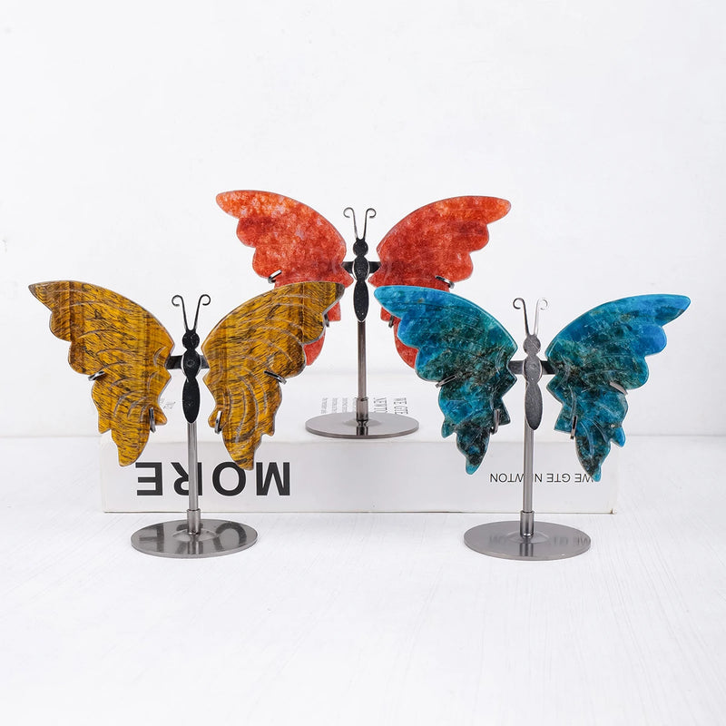 Kristallschmetterling Amethera | Handgeschnitzt aus Naturstein | Amethyst-Flügel | Deko & Geschenk