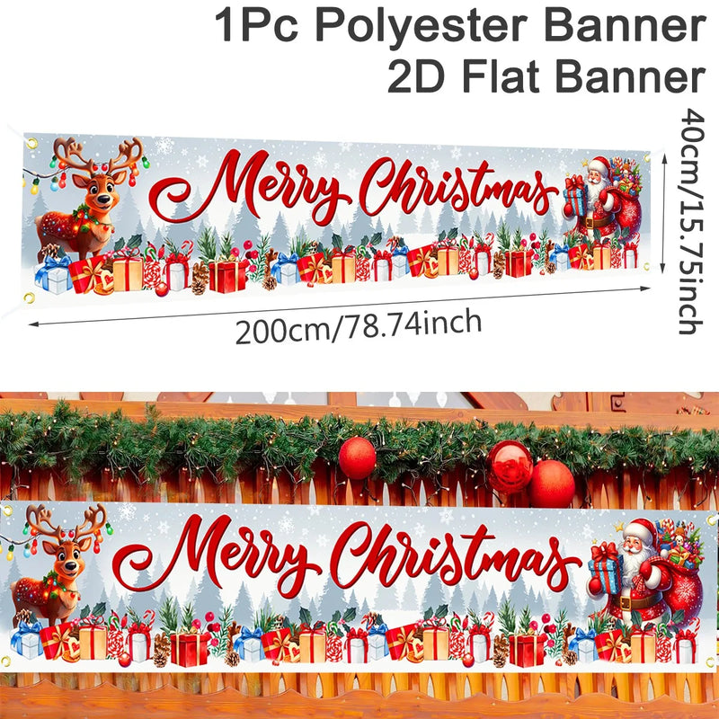 FestiJoy Weihnachts-Banner | Merry Christmas & Happy New Year 2025/2026 | Outdoor & Indoor Deko | Wetterfest & Wiederverwendbar