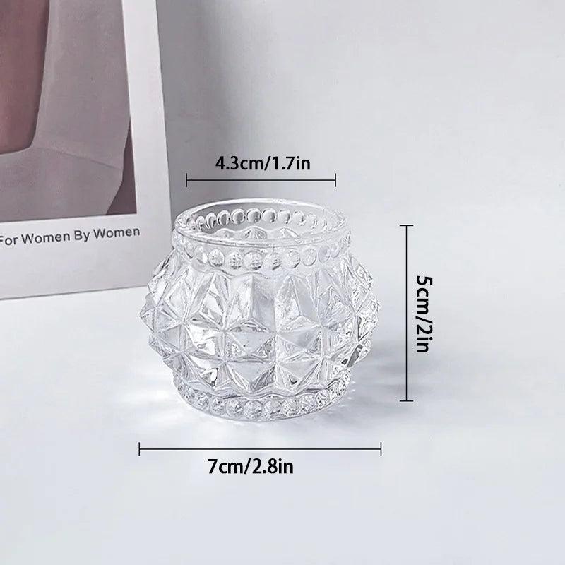Lucevera Glas Kerzenhalter | Wellenstruktur & Elegantes Design | 6,5 x 5 cm | Klar oder Bernstein