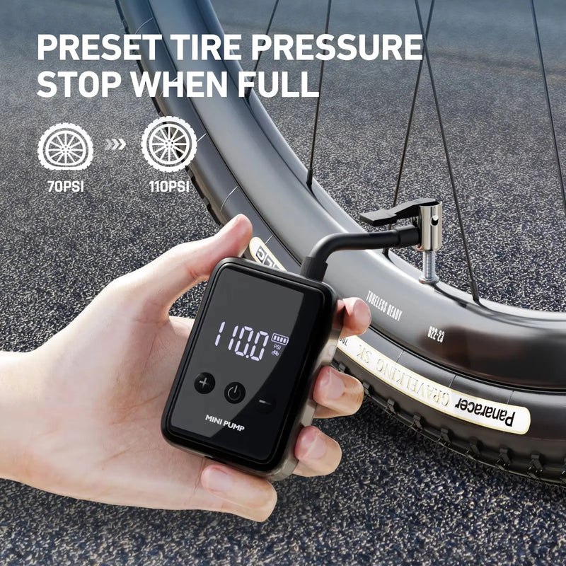 PowerAir Pro Elektrische Luftpumpe | 150 PSI Hochdruck | Tragbarer Mini-Kompressor für Fahrrad, Auto & Ball | USB-Aufladung