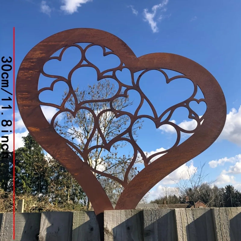 HEARTORA Gartenstecker Herz | Rostoptik Metall | Rustikale Deko für Weihnachten, Ostern & Garten