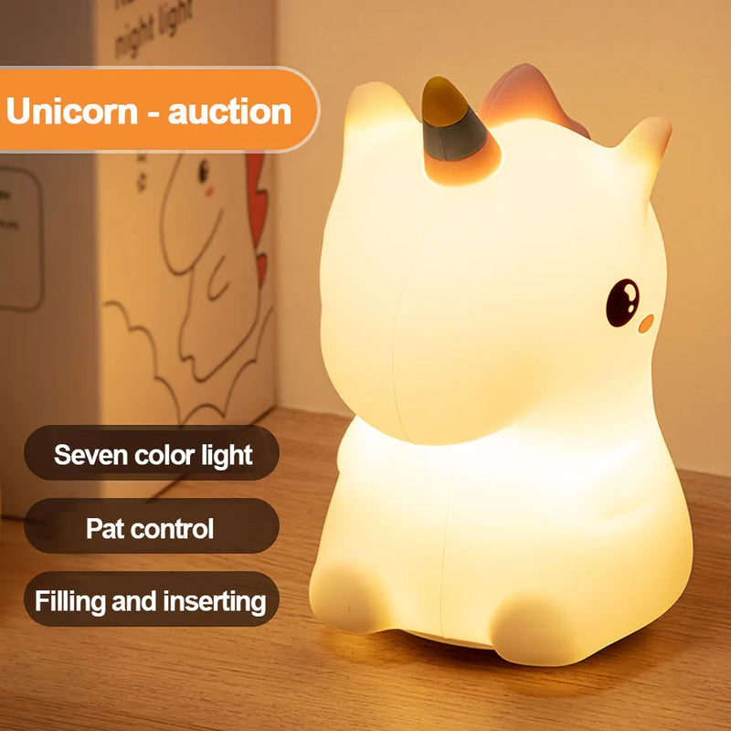 DreamiCorn LED Nachtlicht Einhorn | Weiches Silikon & USB Wiederaufladbar | Touch-Steuerung & 2 Helligkeitsstufen | Kinderzimmer & Geschenkidee