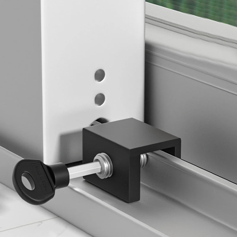 Fenster- und Türsicherung SafeGlide DuoStop | 2er-Set Schiebefenster-Schlösser mit Inbusschlüssel | Kindersicherung & Einbruchschutz | 3 × 2,4 × 2,2 cm