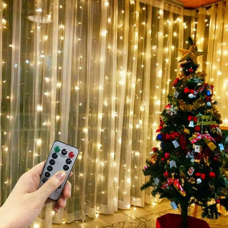 LED Vorhanglichter LumiDrape | USB & Fernbedienung | 8 Modi | 100–600 LEDs | Warmweiß / Weiß / Bunt | Weihnachts- & Partybeleuchtung