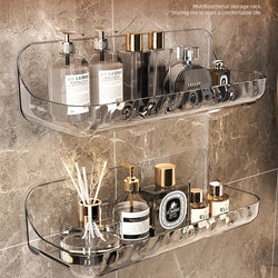 Clario WallClear Wandregal Transparent | Acryl Regal Ohne Bohren | Für Bad & Küche | Starke Haftung & Abnehmbar