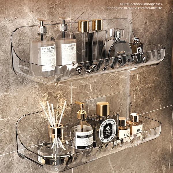 Clario WallClear Wandregal Transparent | Acryl Regal Ohne Bohren | Für Bad & Küche | Starke Haftung & Abnehmbar