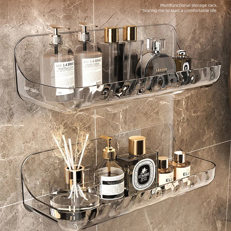 Clario WallClear Wandregal Transparent | Acryl Regal Ohne Bohren | Für Bad & Küche | Starke Haftung & Abnehmbar