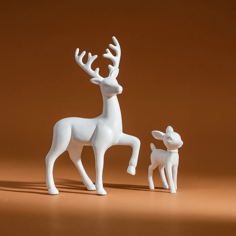 Dekofigur DeerHug | 2er-Set Hirsch & Rehkitz | Niedliche Skulpturen für Kinderzimmer & Weihnachten | Wohnaccessoire