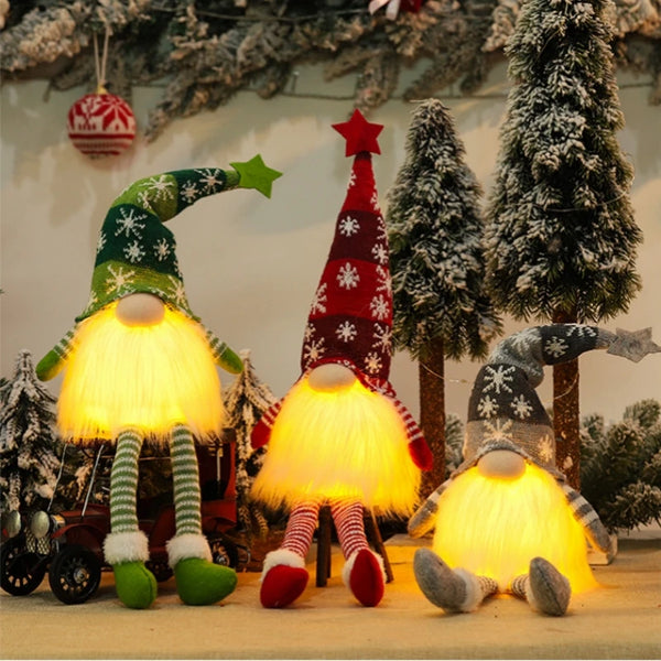 NordlichtWichtel | Weihnachtswichtel LED Nachtlicht | Faceless Doll Figur | Leuchtende Weihnachtsdeko & Geschenkidee