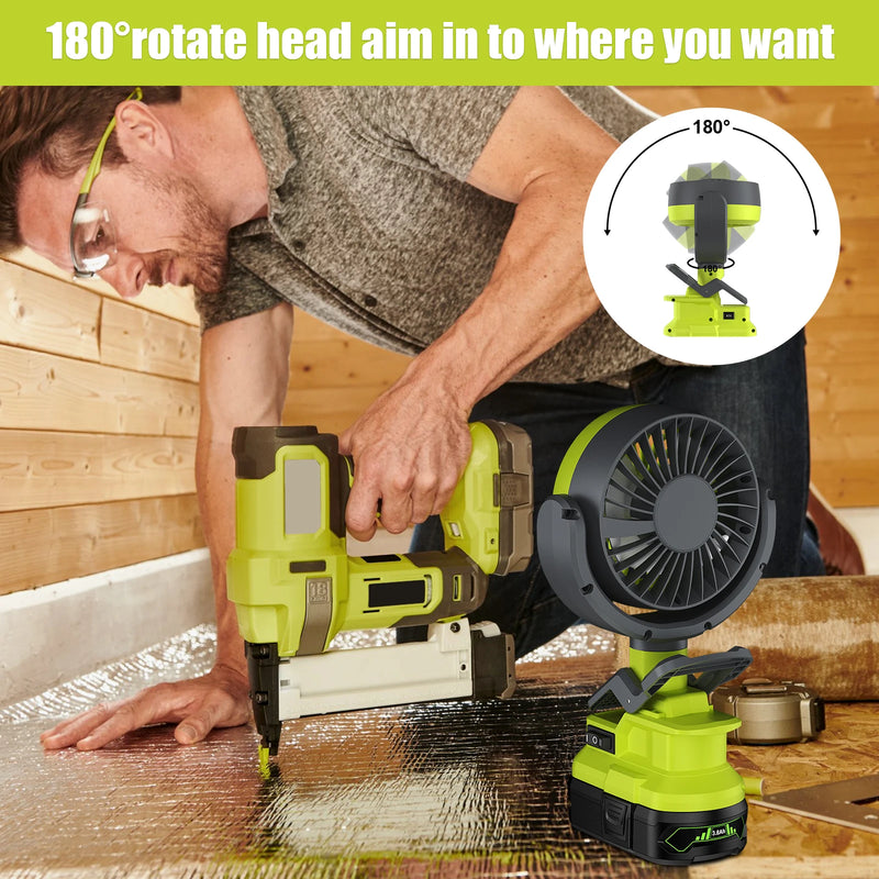 Akku- & Netzventilator DualBreeze One | Kompatibel mit Ryobi P107/P108 Akkus | Tragbar & Netzbetrieb | Für Innen- und Außeneinsatz