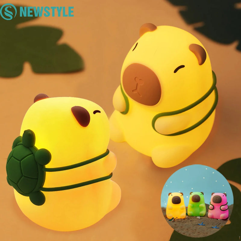 CappyGlow Nachtlicht | Silikon | Warmweiß & RGB | Dimmbar | Wiederaufladbar | 12 x 9 x 11 cm