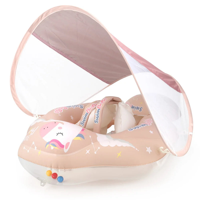 Baby Schwimmring SunBee | Mit UV-Schutzdach & Extra Stabil | Für Aktives Planschen | Aufblasbar & Tragbar