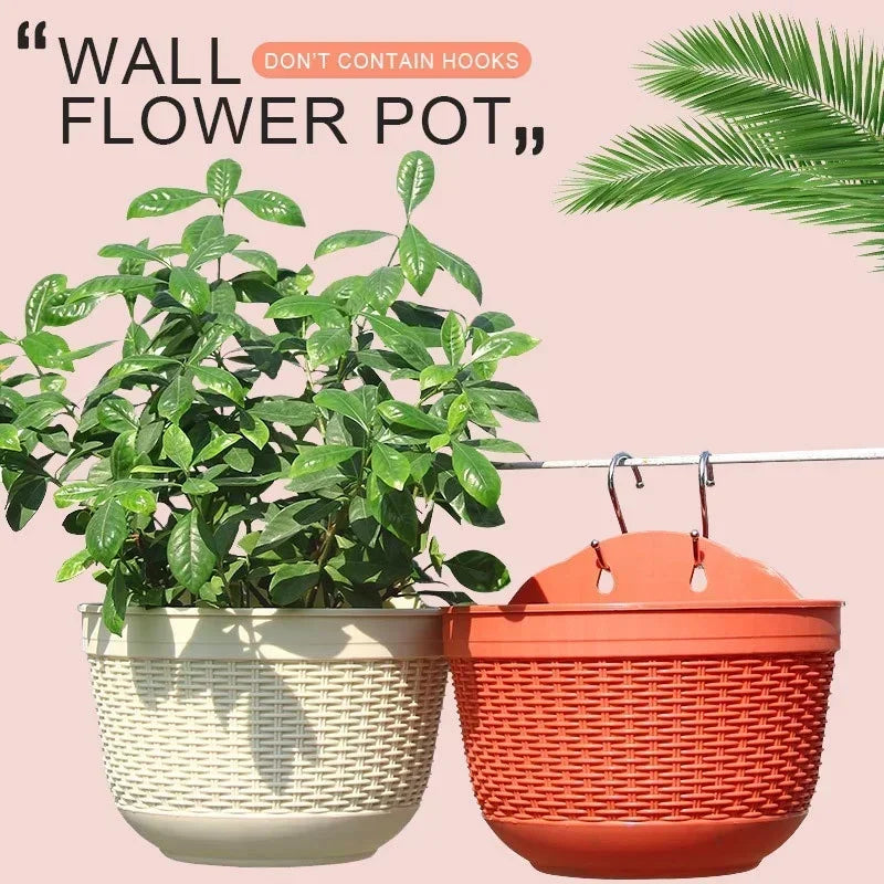 Hängepflanztopf RattaFlor | Ø 21 cm | Geflecht-Optik aus Kunststoff | UV-beständig | Für Wand, Balkon & Garten