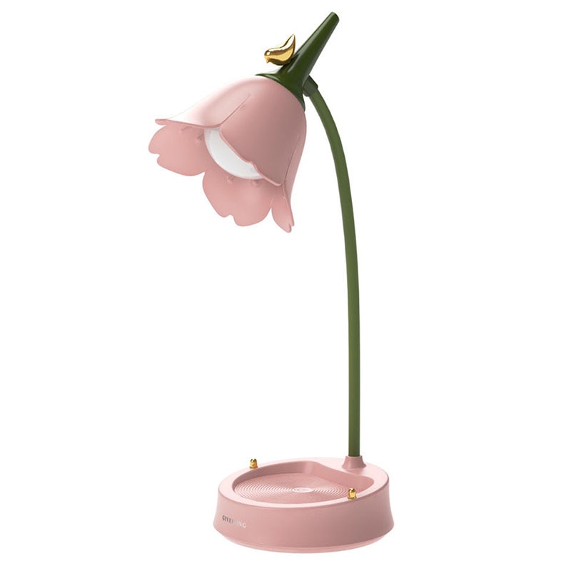 Schreibtischlampe FloraGlow | Blütenblatt-Design | 3 Lichtmodi & Touch-Steuerung | Kabellos | 12h Laufzeit