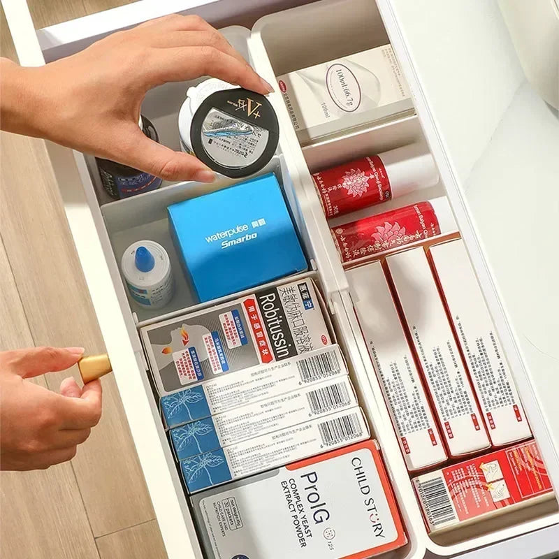 Ordimera Schubladen-Organizer mit ausziehbaren Fächern | Verstellbare Aufbewahrungsbox für Küche, Bad & Kleiderschrank – 27×14,5×9,5 cm