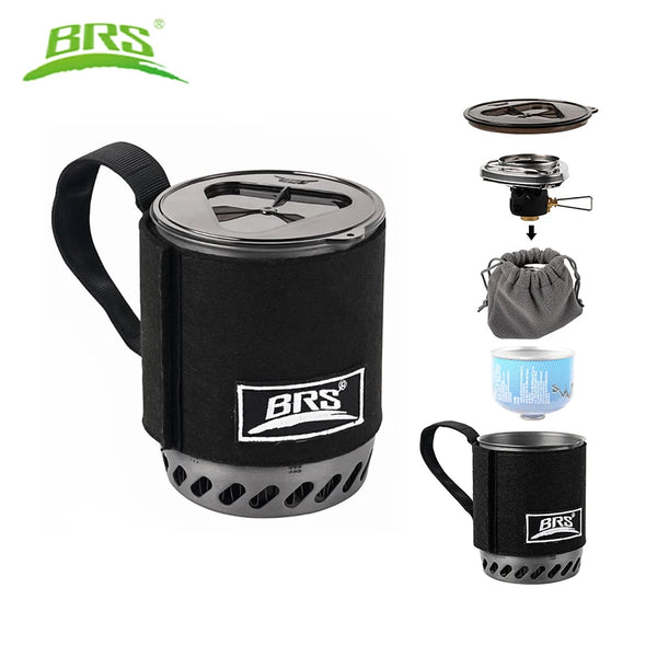 TrailFlame Ultraleichter BRS-61 Camping-Kocher mit integriertem Wärmespeichertopf | Outdoor-Gaskocher für Trekking & Rucksackreisen