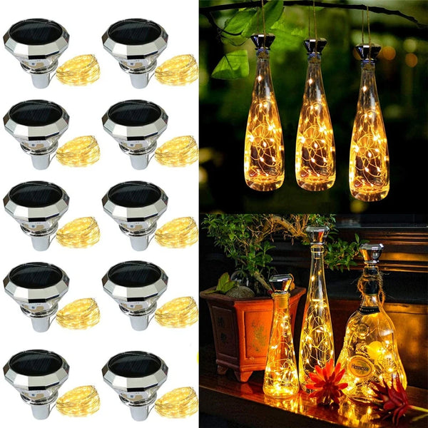 Solar-Flaschenlicht LumiCork | Kupferdraht-Lichterkette für Weinflaschen | Warmweiß/RGB | Solarbetrieben & flexibel formbar