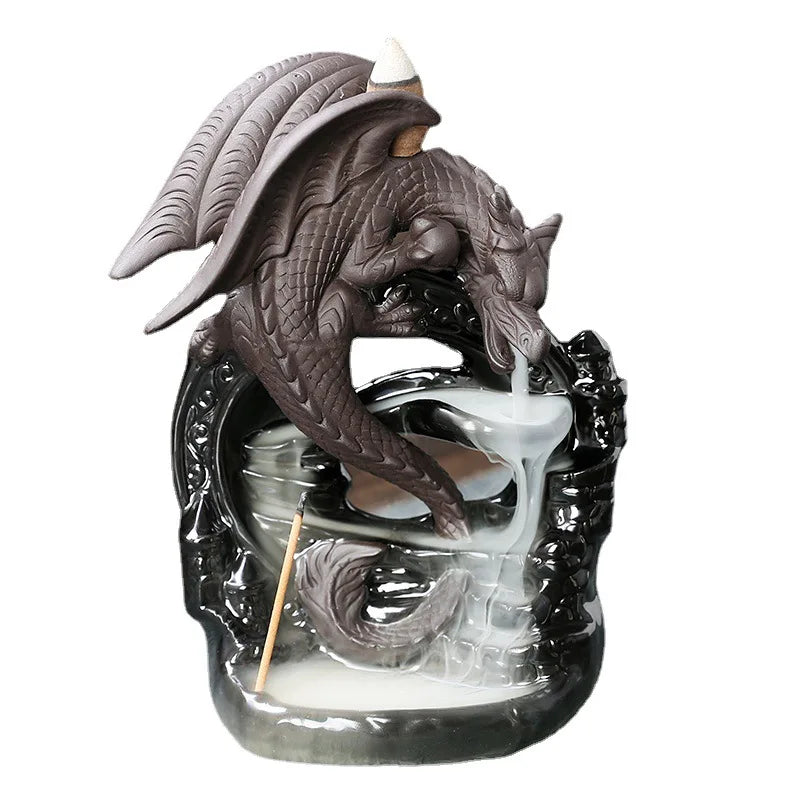 Dracarys Keramik Räucherhalter | Rückfluss-Design mit Drache | Vintage Deko | Für Meditation & Aromatherapie