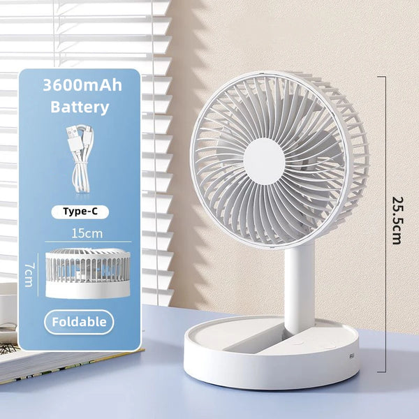 USB Tischventilator Breezio | Faltbar & Tragbar | 4 Geschwindigkeiten & Timer | Akku-Betrieben für Innen & Außen