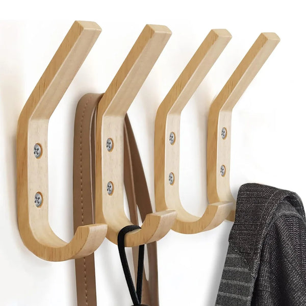 Wandhaken Set Naturivo | 2/4 Stück | Wandmontiert & Dekorativ | Massivholz | Für Jacken, Schlüssel, Taschen & Accessoires