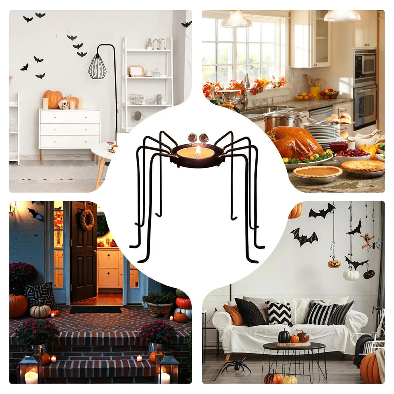 Arachnis | Halloween Spinnen-Kerzenhalter | Teelicht-Halter | 14×11 cm | Eisen